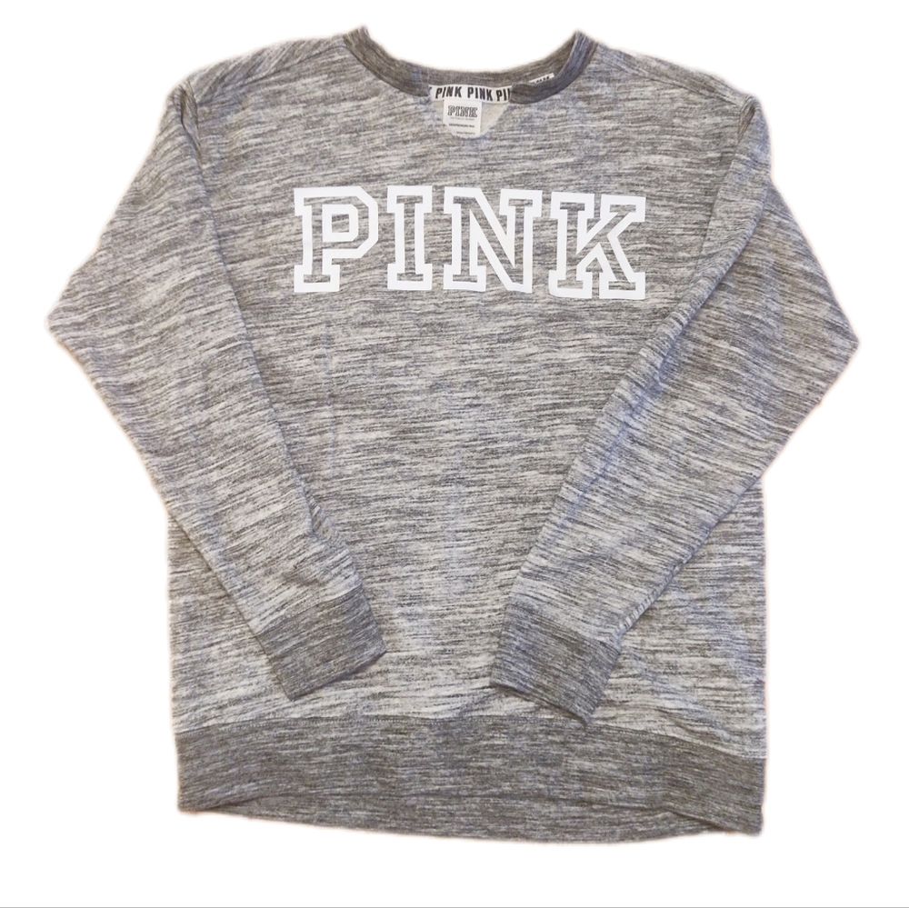 Victoria Secret PINK Gray Pullover Size XS Small Split Neck Sweatshirt Long